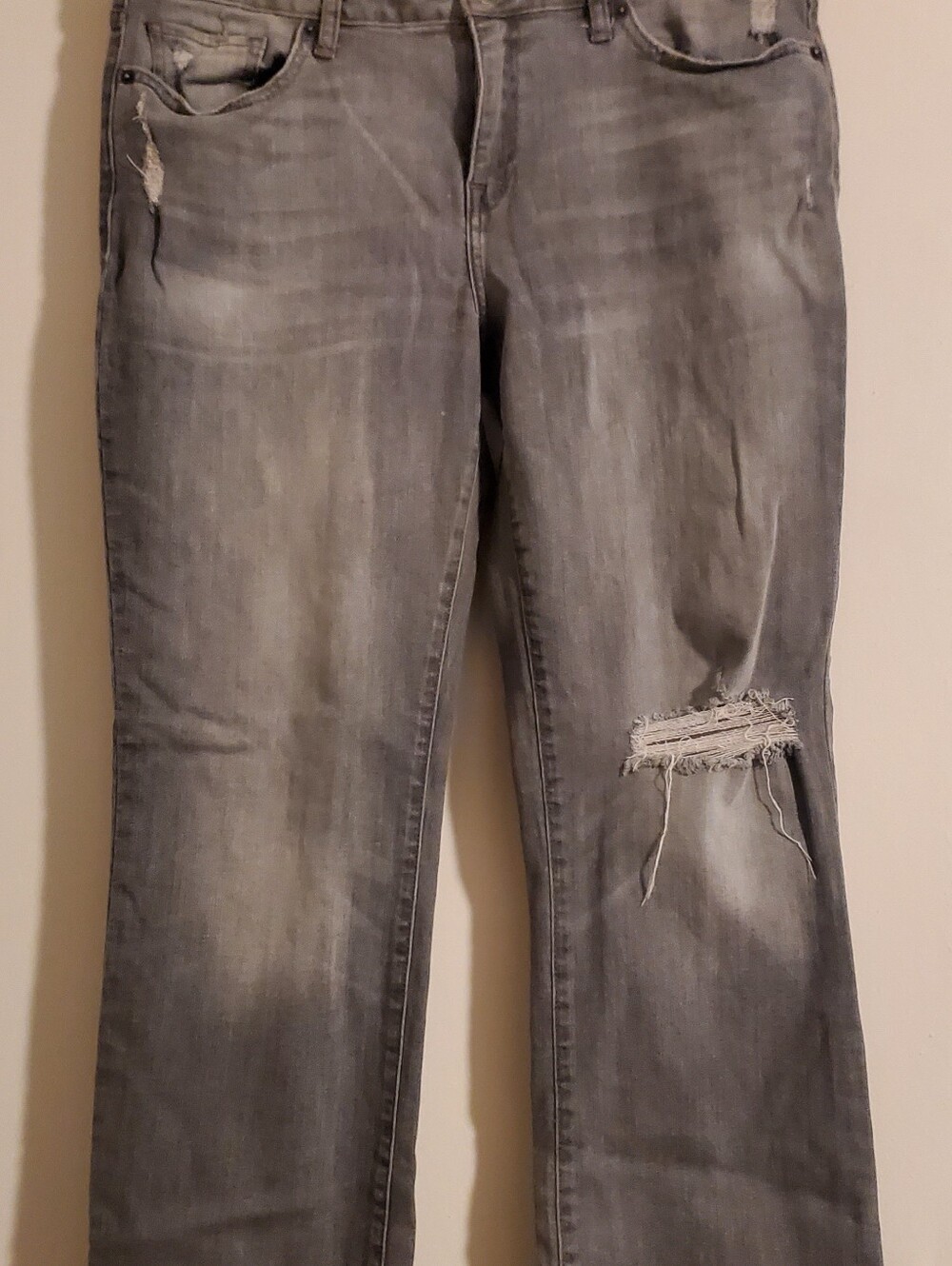 Lucky Brand Gray Distressed Flare Jeans
